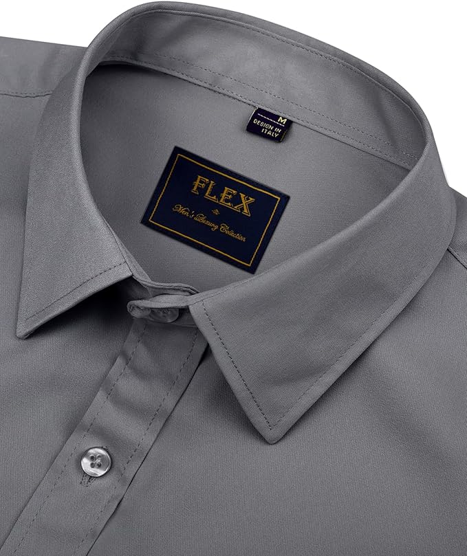 J.VER Men's Dress Shirts Solid Long Sleeve Stretch Wrinkle-Free Formal Shirt Business Casual Button Down Shirts