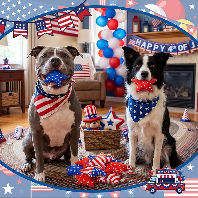Civaner 24 Pcs Stuffed Dog Toy Squeaky Plush for Small Breed, Star
