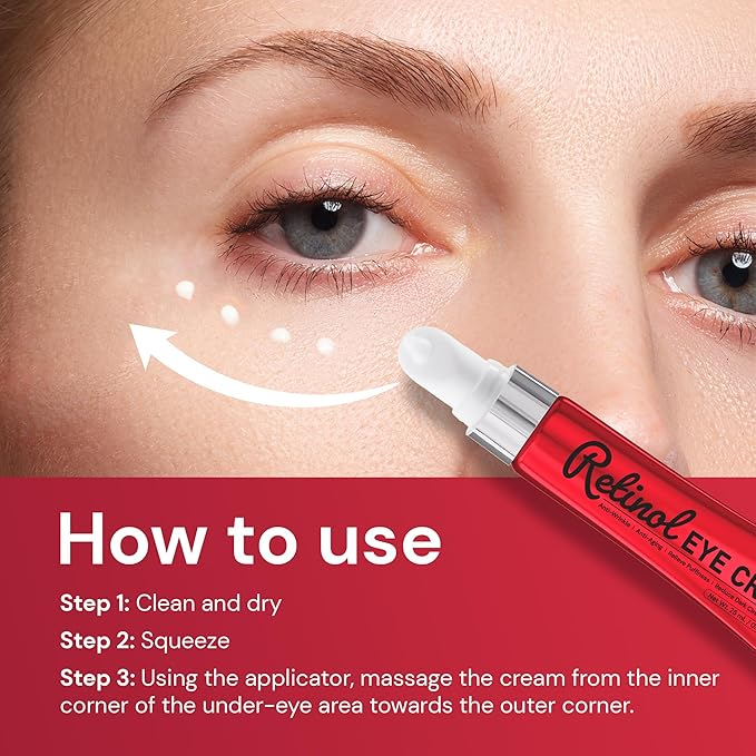 Retinol Anti Aging Eye Cream: Rapid Wrinkle Repair & Instant Under Eye Treatment - Reduce Dark Circles, Eye Bags, Puffiness for Women, Day & Night, 0.85 fl.oz