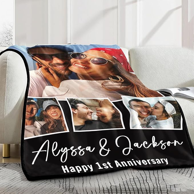 Yofair Ships Next Day, Custom Blanket with Picture Wedding Anniversary Valentines Day Gifts for Him Her Personalized Photo Blankets I Love You Couple Gift for Women Boyfriend Girlfriend Wife Husband