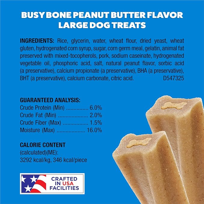 Purina Busy Bone Adult Dog Chew Bone Treats, Peanut Butter - 6 ct. Pouch