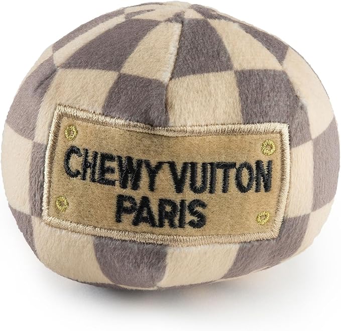 Haute Diggity Dog Chewy Vuiton Ball Plush Dog Toy, Designer Parody Toy