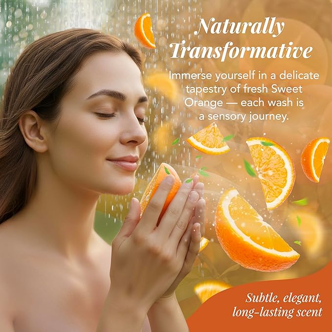 Saavy Naturals Moisturizing Body Wash for Sensitive Skin – Plant-Based & Pure with Coconut Oil, Shea Butter & Aloe Vera – Paraben-Free, Cruelty-Free – Sweet Orange – 8.5 fl oz, 1 pack