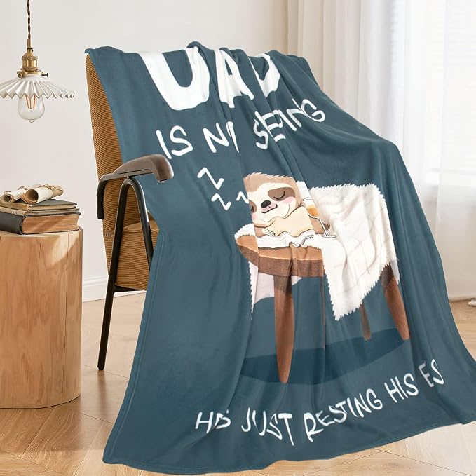 Funny Birthday Gift for Dad, Gifts for Dads from Daughter Son, Dads Gifts for Christmas Father‘s Day, Dad is Not Sleeping Blanket, Throw Blanket 50" X60"