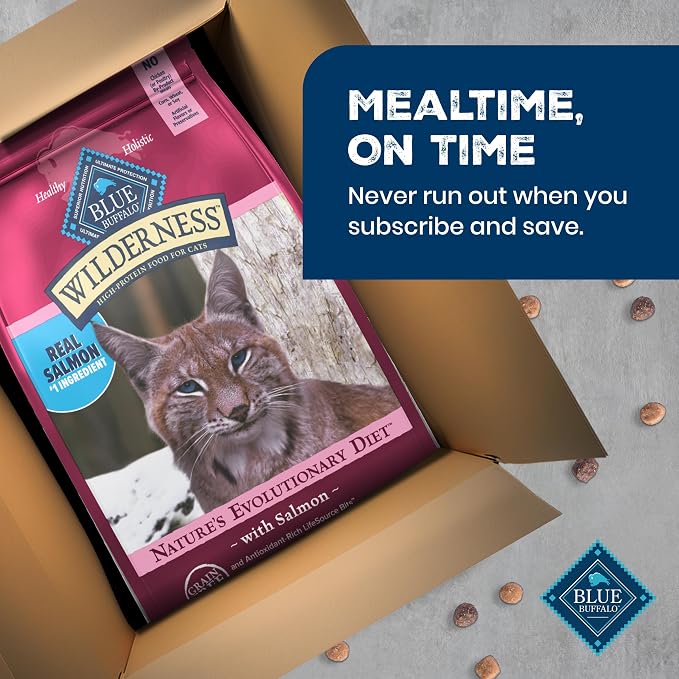 Blue Buffalo Wilderness Salmon Adult Dry Cat Food, Grain-Free, 5 lb | Real Salmon #1 Ingredient, High Protein Nutrition, Supports Immunity with Antioxidant-Rich LifeSource Bits