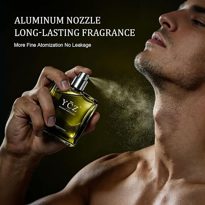 Ycz AMBER GLOW Cologne for Men Aromatic Citrus Fragrance with Bergamot, Crisp Apple & Warm Woody Notes, 1.7oz Eau de Parfum, Premium Men's Perfume for Office, Casual & Daily Wear