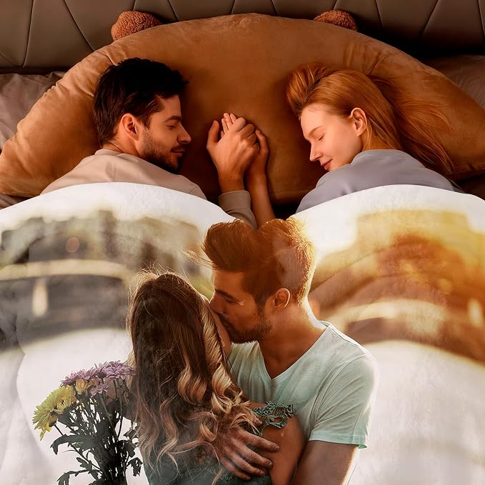 SHIPS NEXT DAY Custom Blanket with Picture Text Personalized Throws Blanket with Photos Customize Blanket Customizable Blankets Customized Gifts for Mom Dad Couple Girlfriend Boyfriend Wife Husband