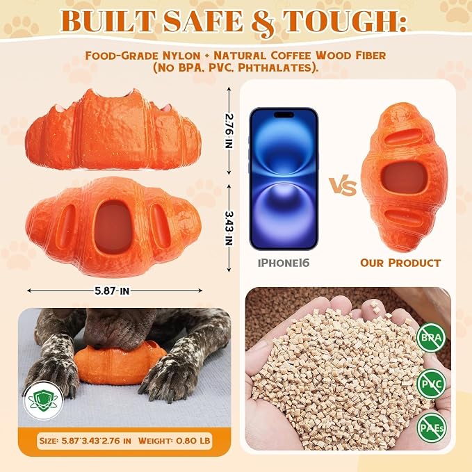 2 pcs Aggressive Chew Toys for Large Dogs, Anxiety Relief for Dogs Toy, Dog Frozen Treat Toy, Indestructible Chew Toys for National Pet Day Gifts Peanut Butter Reduces Anxiety
