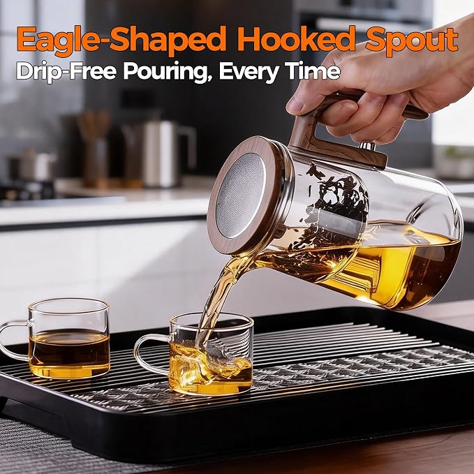 Enchanted Tea Pot, Magic Tea Pot for Loose Leaf Tea Steeper, Heat Resistant Borosilicate Glass Teapot with Tea Infuser, Ideal Gift for Tea Lovers - 27 oz (800 ml)