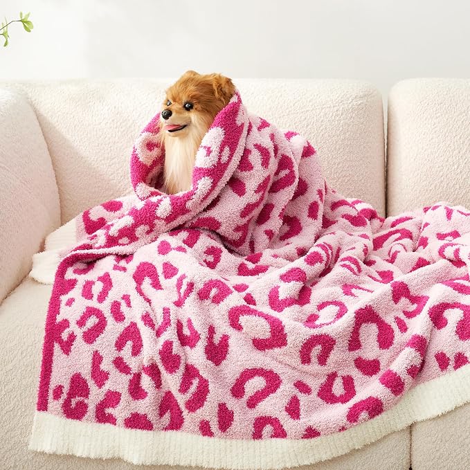 Snuggle Sac Ultra Soft Pink Leopard Blanket Twin Size - Oversized Reversible Cheetah Bedding Blanket, Leopard Pattern Throw for Bed, Sofa, Couch, 60x80 inches