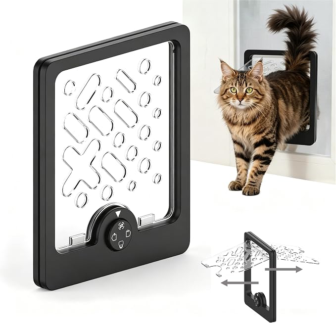 Cat Door for Interior Doors | Built-in Window Pet Door Flap