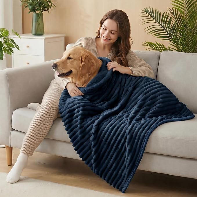 PuTian Waterproof Dog Blanket for Couch, 25"x35", Navy | Blocks Urine, Stains and Pet Hair to Guard Furniture, Perfect For Dogs & Cats On Couch, Bed, Car And Travel