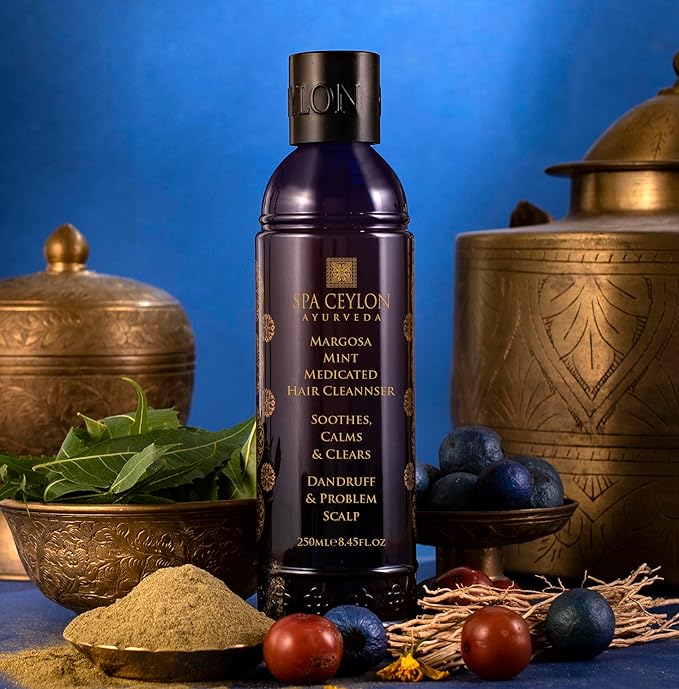 SPA CEYLON Margosa Mint Medicated Hair Cleanser | Sulfate-Free Shampoo | Powerful Formula for Dandruff & Scalp Problems | Itching | Flaking | Hair and Scalp Wellness