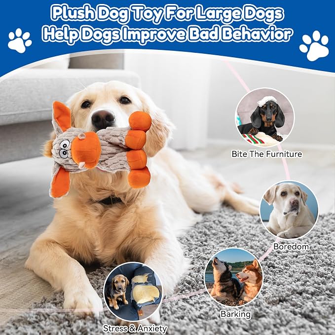loncoldy Squeaky Dog Toys, Tough Chew Toys for Dogs, Crinkle Interactive Squeaky Stuffed Dog Toy for Medium Small Puppy Breeds, Plush Dog Toy to Keep Them Busy, Pet Toys for Dogs