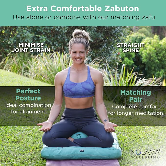 NOLAVA Round Zafu Cushions 15"x6" & Zabuton Meditation Cushions 32"x28"x3" - Premium Comfort for Mindful Practices - Yoga Bolster Pillow & Meditation Floor Pillow Essentials