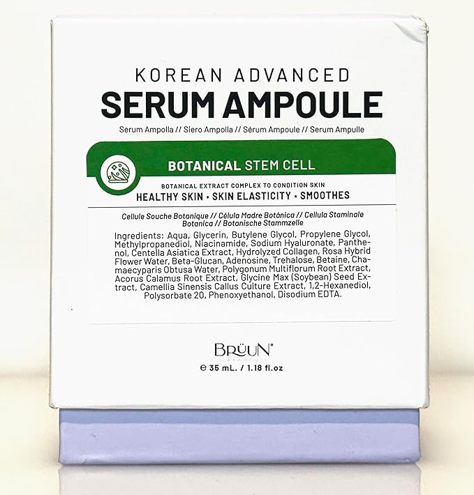 BRÜUN SC - Control Botanical Stem Cell Ampoule - Korean Serum Booster for Face and Body Skin Care Serum 1.18 fl.oz