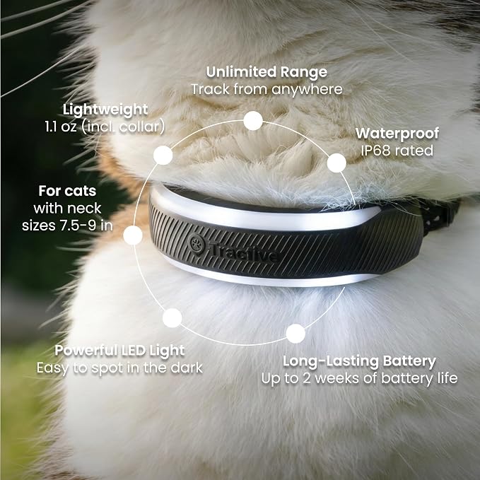 Tractive Smart Cat GPS Tracker Collar | Real-Time Location & Wellness Monitoring for Cats | Territory & Location History | Health Alerts & Vitals Monitoring | Breakaway Collar (Brown) (Lavender)