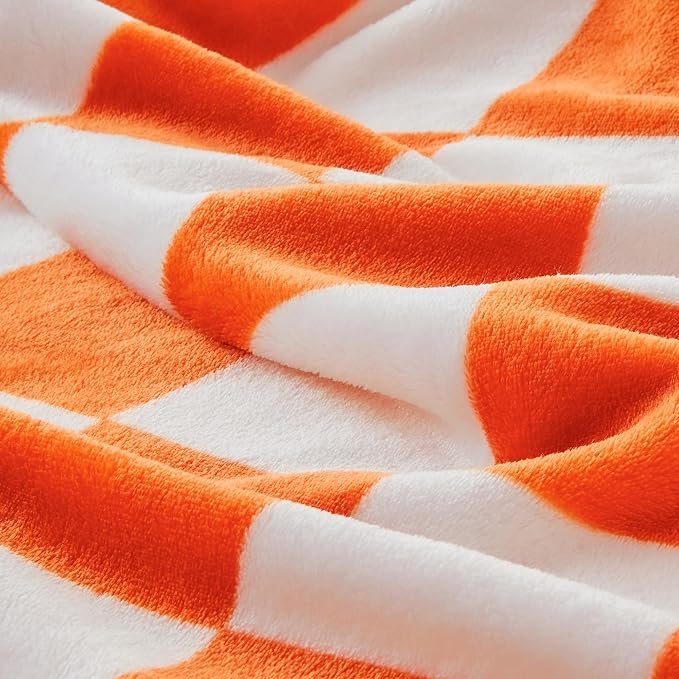 BEDELITE Plaid Throw Blanket for Checker Neyland, Orange & White 50“x60” | Tennessee vols Decor, Gift for Vol Nation,100% Polyester Microfibe, Soft, Lightweight Warm, Machine Washable, for Couch Bed