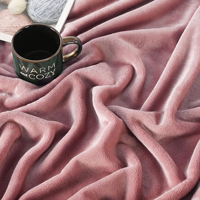TASTHROW Pink Throw Blanket 60x80 Inches | Soft Plush Cozy Fleece Flannel Throw Blanket, Lightweight Warm Throws for Bed, Couch, Bedroom and Living Room, All Seasons