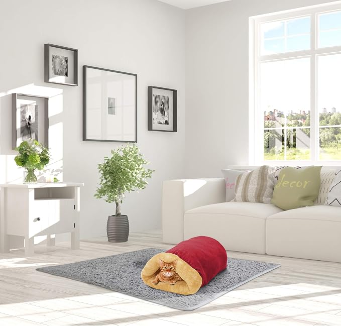 4 in 1 Self Warming Burrow Cat Bed Hideway Sleeping Cuddle Cave | Keep Warming, Machine Washable, Easy to Clean, Soft & Comfortable, Pet Beds fo Cats & Dogs, Cozy Privacy Nook