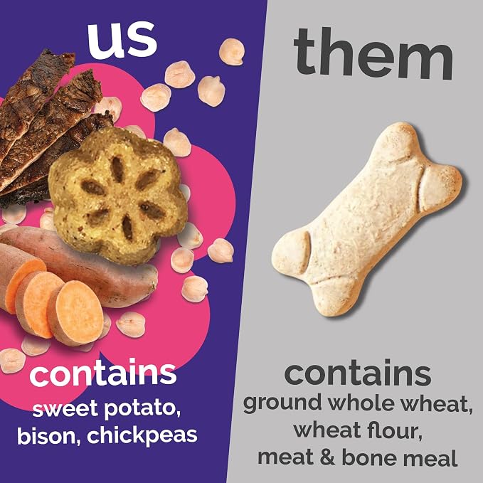 Fruitables Skinny Mini Dog Treats, Training Treats, Grilled Bison, 5oz | Healthy Dog Treats, Crunchy Dog Biscuits, Healthy Puppy Treats, Limited Ingredient, Training Rewards, Made in USA