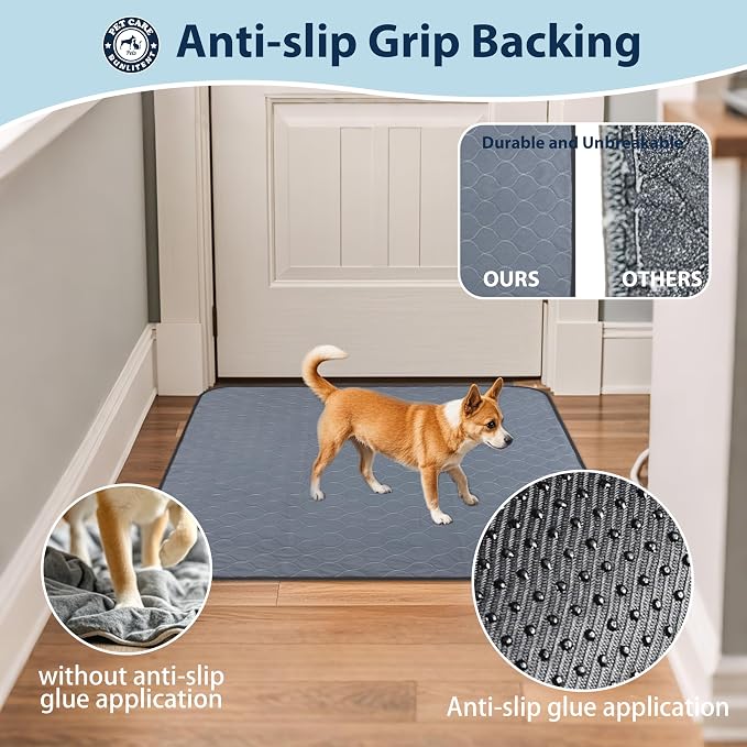 Bunlitent Washable Pee Pads for Dogs 48" x 48", Reusable Puppy Pads 3 Pack | Grey, Reusable, Fast Absorbent, Waterproof, Non-Slip, For Whelping, Training, Incontinence & Potty, For Dog Playpen, Crate
