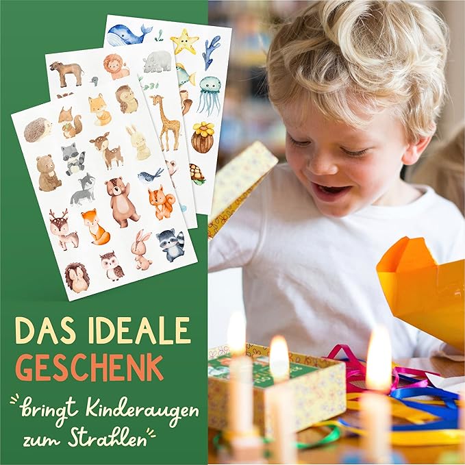 120 Skin-friendly Kids Tattoos - Dermatologically Tested & Rated VERY GOOD - Made in Germany - Our Temporary Tattoos for Kids (Animals Theme)