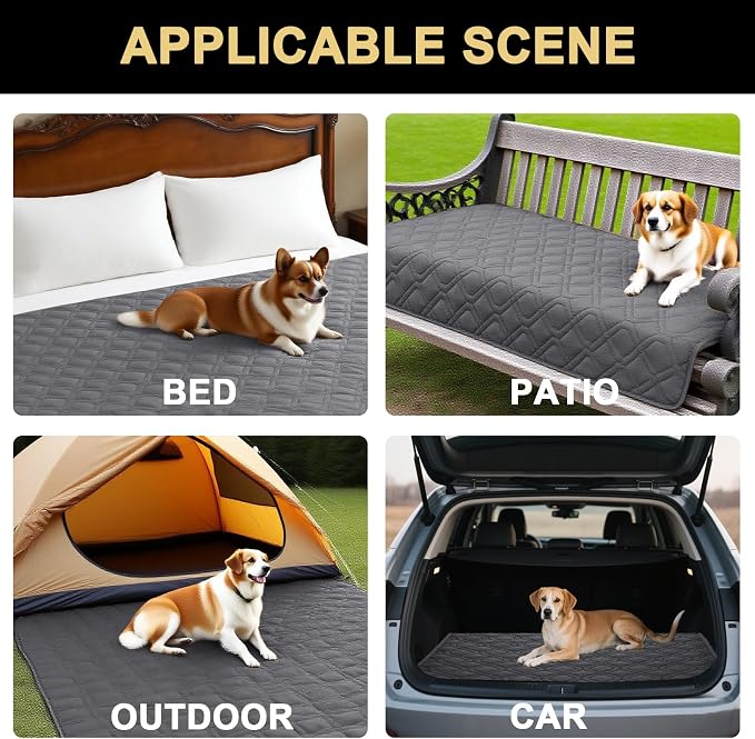 PrinceDeco Couch Cover for Dogs Waterproof Blanket Sofa Covers Washable Dog Couch Cover for 3 Cushion Anti-Slip Sofa Slipcover for Furniture Sofa, Crate, RV Seats,Car, Pet(30.5x74 Inch,Grey)