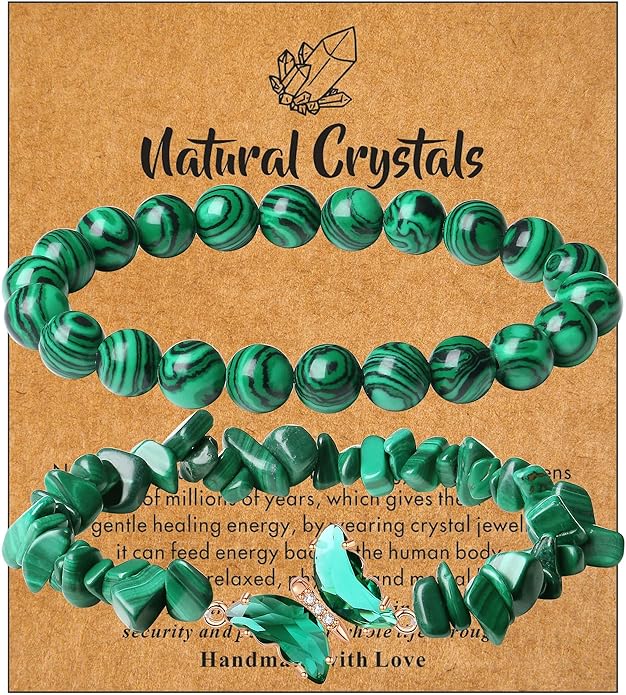 DUQGUHO 2Pcs Butterfly Bracelets for Women Healing Crystals Bracelets for Women Natural Gemstone Bead Bracelet Cute Butterfly Charm Bracelet Stretch 8mm Crystal Jewelry Gifts for Women