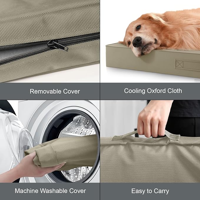 Waterproof Orthopedic Outdoor Dog Bed XL for Extra Large Dogs | Egg Crate Foam for Joint Support, TPU Waterproof Layer, Machine Washable 1680D Oxford Cover, 44 x 32 Inch, Up to 90 lbs