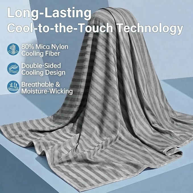 Guohaoi Cooling Blanket for Hot Sleepers and Night Sweats 60"x90" Full Size | Arc-Chill Q-Max >0.5 Cool Fiber,100% Oeko-Tex Certified Lightweight Summer Blanket for Travel/Outdoor Ultra Cold Breathable