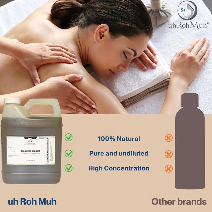 uh*Roh*Muh Premium Egyptian Organic Fenugreek Carrier Oil - USDA Certified, Pure & Unadulterated - Perfect for Hair, Skin Care & Aromatherapy - 100% Natural 32 fl oz (Net Wt. 0.86 kg / 1.9 lb)