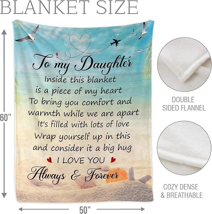 Daughter Gifts from Mom and Dad – to My Daughter Blanket, Thoughtful Mothers Day, Birthday, or Graduation Gift, Best Gift Idea for Her, Soft and Cozy Throw Blanket 50x60 Inches
