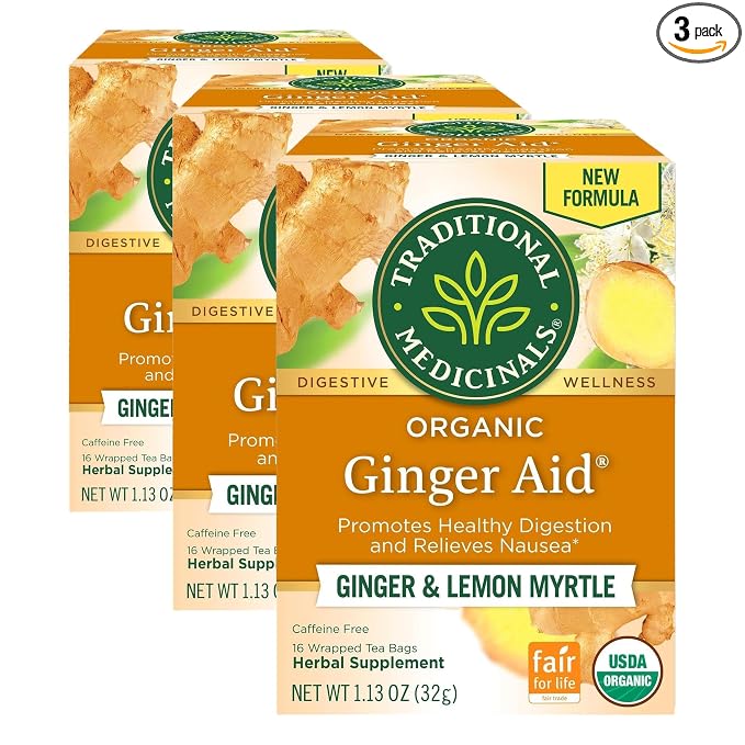 Traditional Medicinals Organic Ginger Aid Digestive Tea, 16 Tea Bags (Pack of 3)