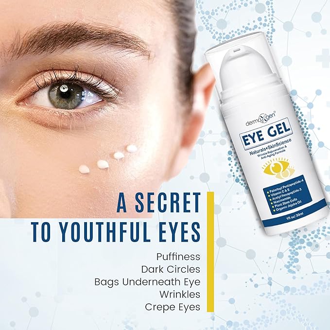 Eye Gel for Dry Eyes – Night Gel with Plant Stem Cells, Matrixyl 3000 & Peptides – Under Eye Gels for Dark Circles and Puffiness | Hydrates for a Smooth, Refreshed Look – 1 Fl Oz / 30 ml