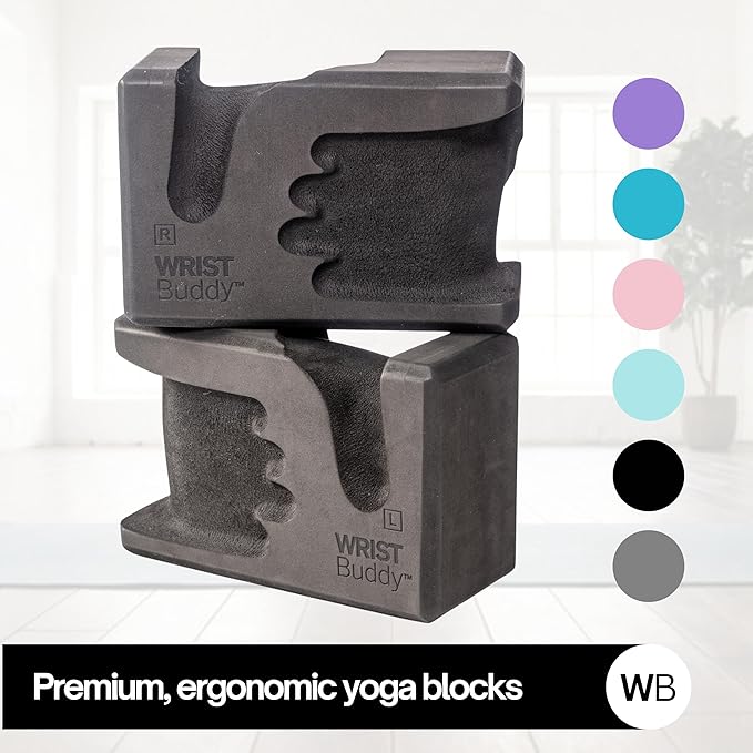 WRISTBuddy® Hand-Shaped Ergonomic Yoga Blocks for Optimal Wrist Support During Yoga, Pilates, Pushups, Planks, and Handstands - Patented Non Slip Blocks for Enhanced Stability and Comfort.