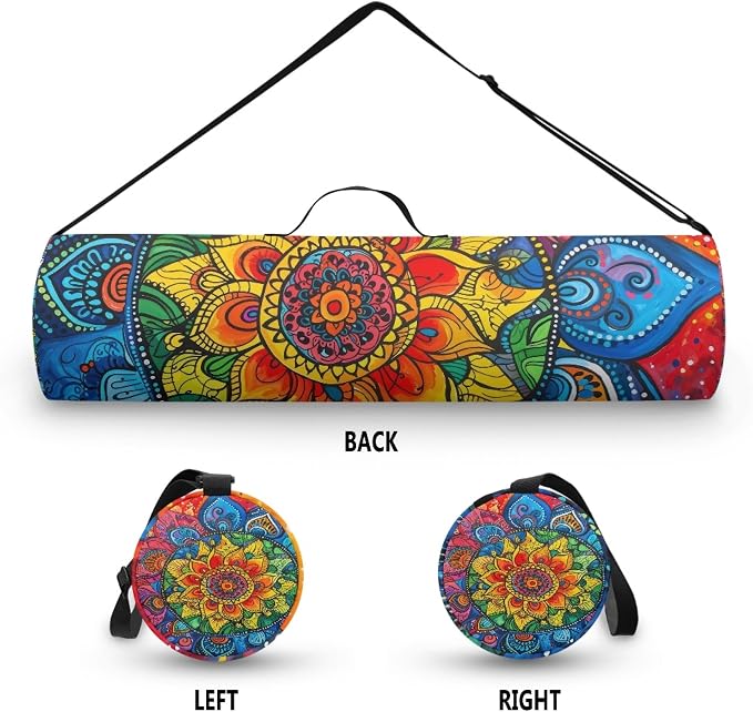 Spacious Extra Large Storage Yoga Mat Bag | Huge Capacity Mandala Gym Tote - Waterproof Wear-Resistant Carrier Strap Pilates
