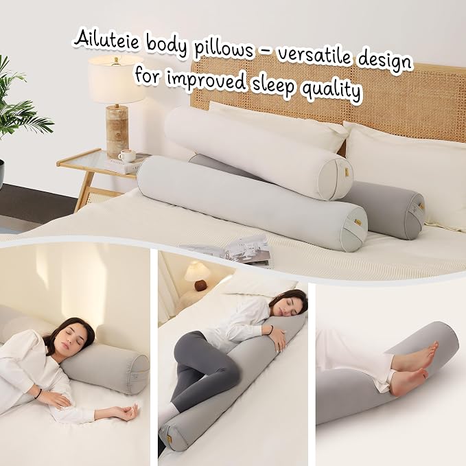 Body Pillow for Adults,Long Round Pillow,Big Cylindrical Pillow,Large Full Bolster Pillows for Side Sleepers (Zinc Gray, 59"*7.87")