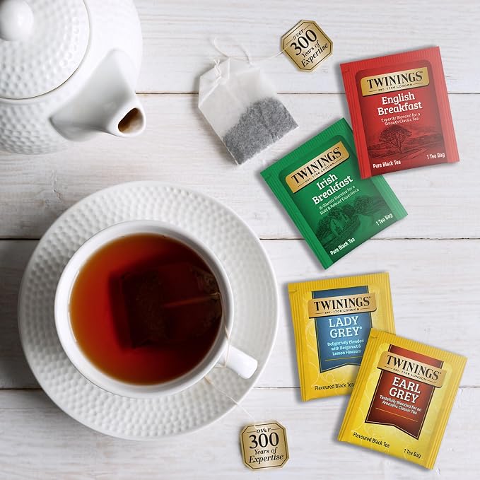 Twinings Assorted Caffeine-Free, Herbal and Caffeinated Black Tea Bag Sampler (40 Count) 40 Flavour Boxed Variety Gift Set