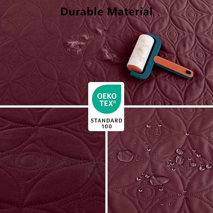 Waterproof Couch Cover for Dogs - Washable Pets Furniture Protector | TPU Leak-Proof Liner, Lightweight & Reversible, Fits Chair, Sofa, Bed, 30" x 30" , Burgundy/Pink