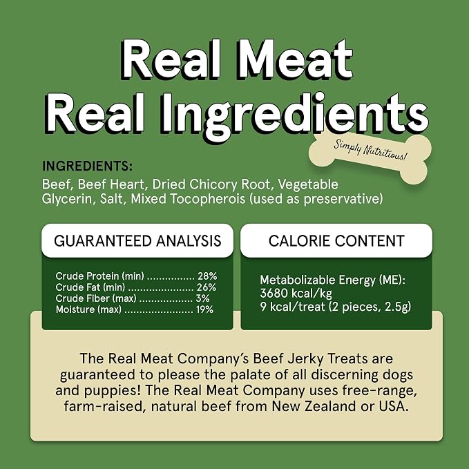 TRMC Real Meat Dog Treats - 12oz Bag of Bite-Sized Air-Dried Beef Jerky for Dogs - Grain-Free Jerky Dog Treats Made up of 95% Free-Range, Grass Fed Beef - All-Natural High Protein Dog Treats