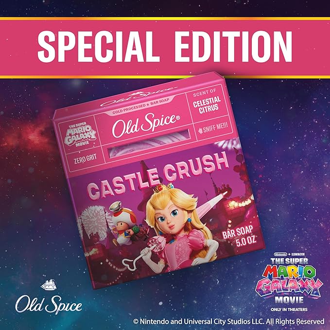 Old Spice Bar Soap for Men, x The Super Mario Galaxy Movie, Cold Pressed with Grit, Made with Natural Oils & Plant Based Cleanser, Celestial Citrus with Sweet Citrus & Berries Scent, 5.0 oz