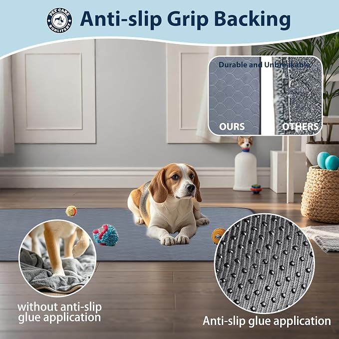 Bunlitent Reusable Pee Pads for Dogs 36"x72", 3 Pack, Reusable Puppy Pads | Grey, Reusable, Fast Absorbent, Waterproof, Anti-Slip, For Whelping, Training, Incontinence & Potty, For Dog Playpen, Crate