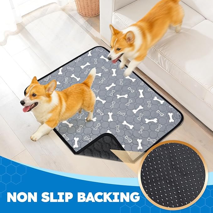 Washable Pee Pads for Dogs, Absorbent Reusable Puppy Pads, Non-Slip & Waterproof Dog Training Mat for Whelping Playpen Crate, Gray 28" x40"