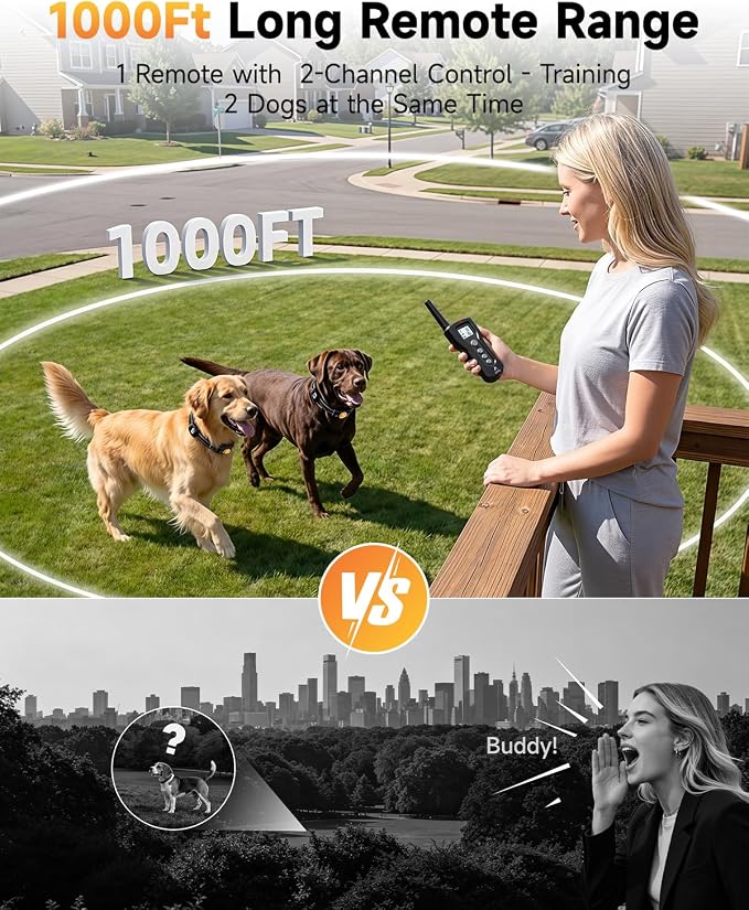 PATPET Shock Collar for Dog - Rechargeable Dog Training Collar with Remote