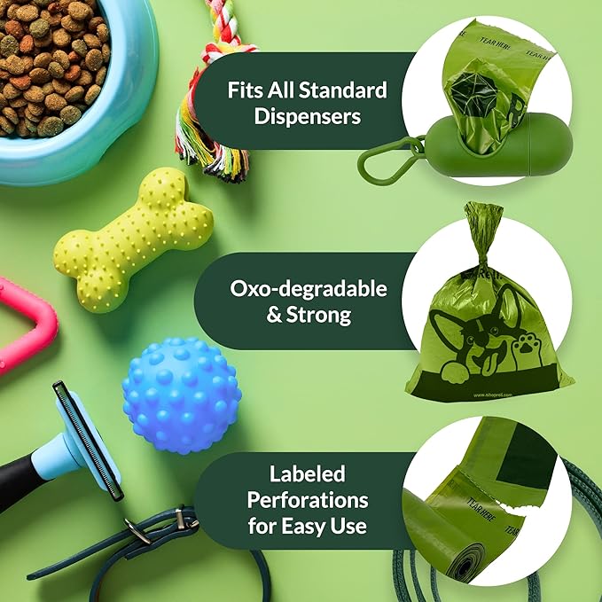 Reli. Poop Bags Rolls | Dog Poop Bags for Dogs (360 Count) | Biodegradable | Leak-Proof | 9x13" | Green Dispenser | Oxobiodegradable | Unscented