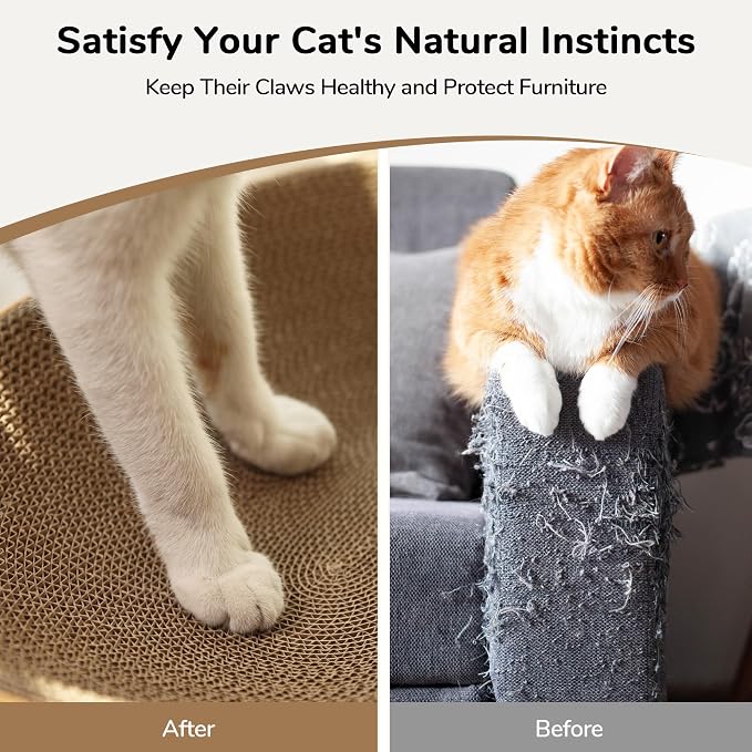 FUKUMARU Cardboard Cat Scratcher Bed, 2-in-1 Oval Cat Scratch Pad | Cats Scratching Board Lounge Bed Indoor, Durable Modern Kitty Scratcher Bowl, Cats Scratch Furniture Protector, Polka Dot