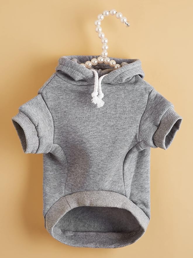 Basic Dog Hoodie Sweatshirt Puppy Sweater Warm Cat Costumes Pet Clothes for Chihuahua Puppy Kitten Small Medium Dogs Light Grey X-Large