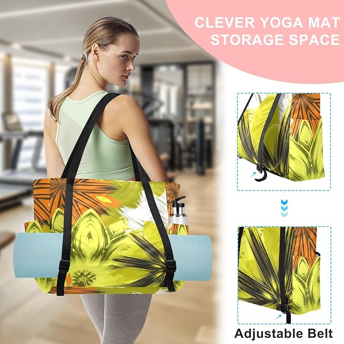 MCHIVER Yoga Bag for Women Men Large Yoga Mat Bag with Adjustable Strap Workout Bags Totes for Pilates Yoga Travel