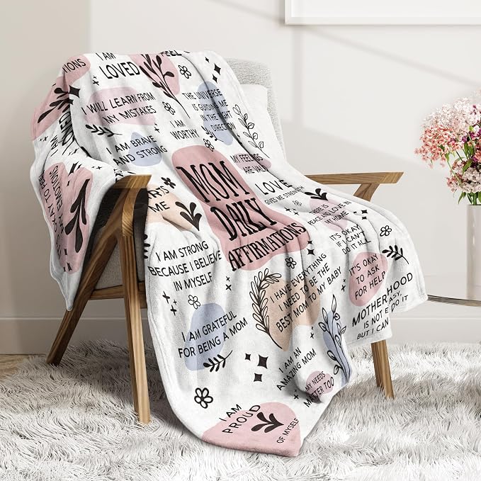 BaubleDazz New Mom Gifts Blanket, Mom Daily Affirmations(50" x 60") | Postpartum Pregnancy Gifts for First Time Moms, Mommy to Be, Mama, New Mom Essentials, Birthday Gifts for Mom